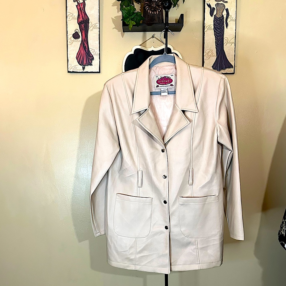 Highway Cream Faux Leather Jacket - Vintage